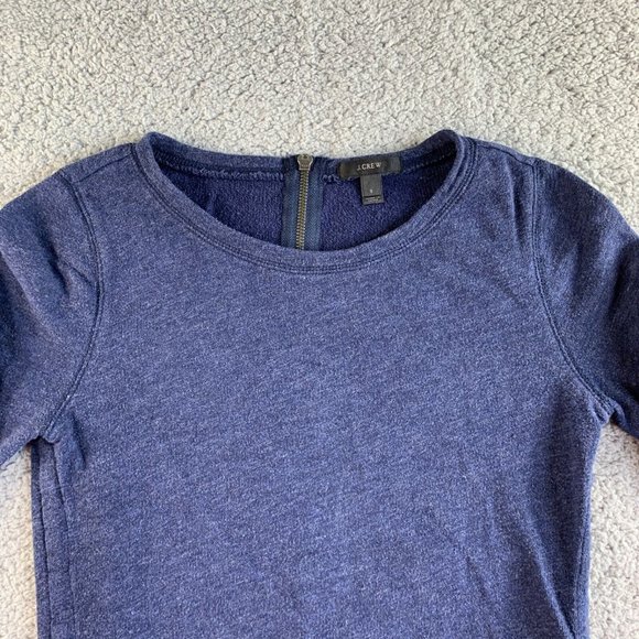 J. Crew Sweatshirt with Side Slits Tunic Womens Small Zipper Terry Lounge Blue - Picture 4 of 12